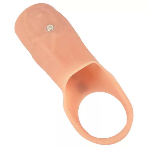 Realistixxx - vibračný otvorený návlek na penis - telová farba