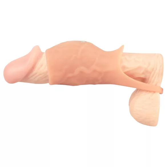 Realistixxx - vibračný otvorený návlek na penis - telová farba