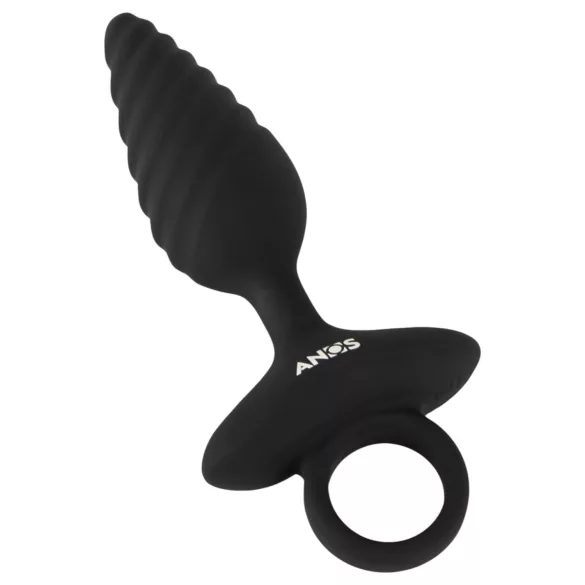 ANOS - análny vibrátor plug - vrúbkovaný - čierny