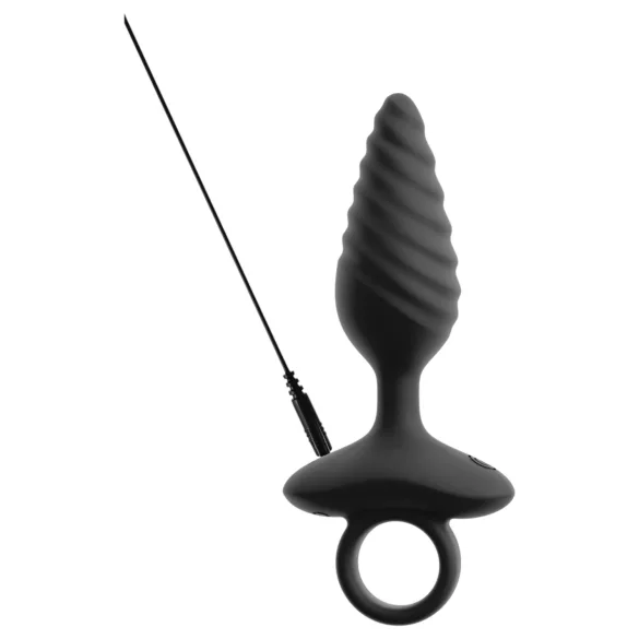 ANOS - análny vibrátor plug - vrúbkovaný - čierny