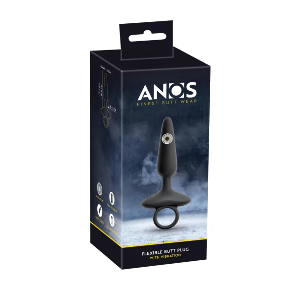 ANOS - vibračný análny kolík s držadlom - čierny