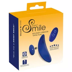   Smile - nositeľný extra tenký vibračný vibrátor do nohavičiek s diaľkovým ovládaním (modrý)