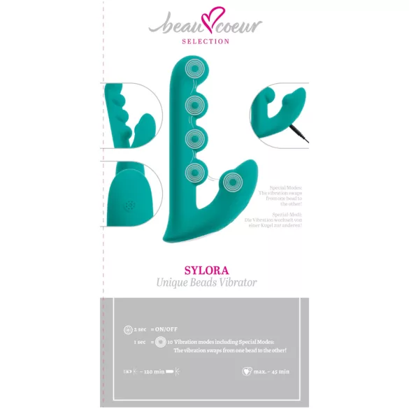 Beau Coeur Sylora - perličkový 2v1 vibrátor (zelený)