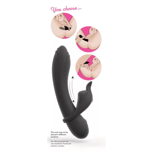 Couple Choice - vibračný krúžok na penis a G-bod vibrátor - sivý