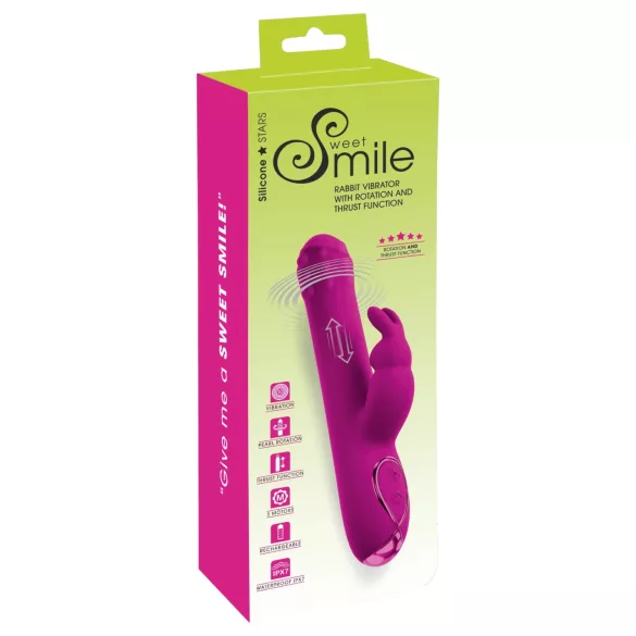 Sweet Smile - vibračný stimulátor s tlačidlom a rotačným klitorálnym ramienkom (ružový)