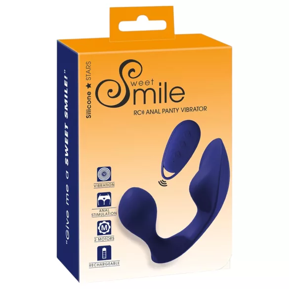 SMILE - vibrátor na diaľkové ovládanie - anál a nohavičky - modrý