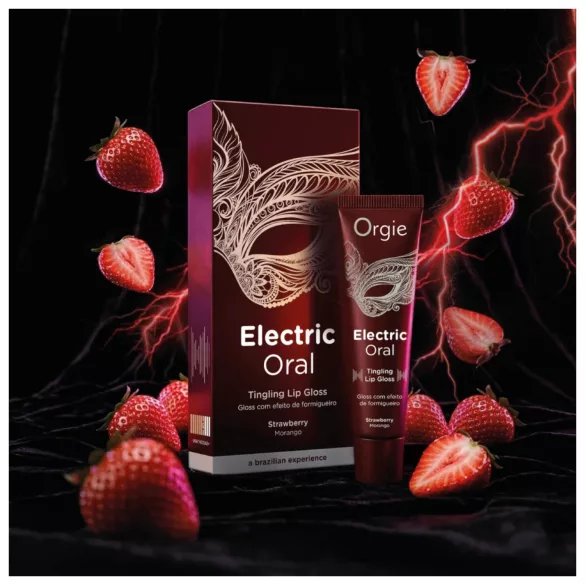 Orgie Electric Oral - lesk na pery s brniacim účinkom - jahoda (10 ml)