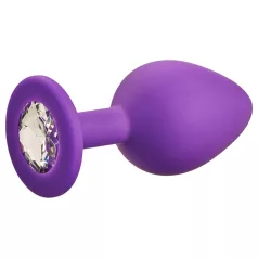   Baseks - silikónový análny kolík s kryštálikom (fialový) - 8 cm