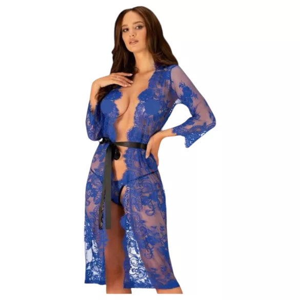 Obsessive Cobaltess - čipkovaný župan (modrý) - L/XL