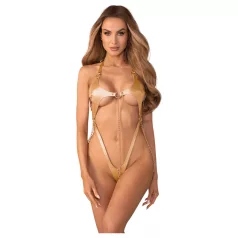   Obsessive Anyya - body s remeňmi s reťazovým koženým efektom (zlaté)