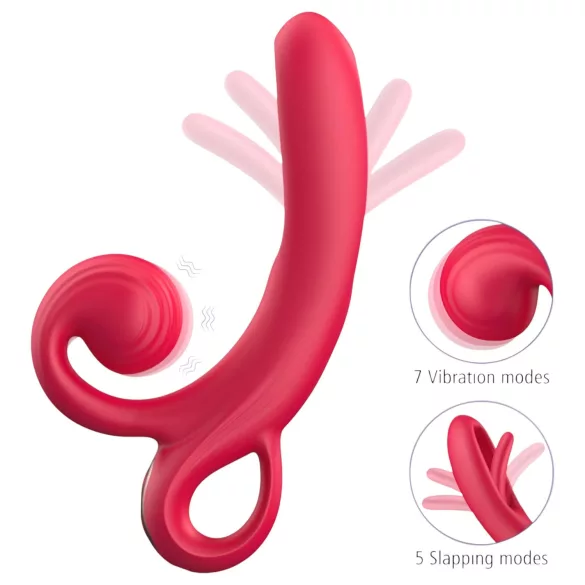 Erospace Sweet Play - vibrátor s páčkou na klitoris (červený)