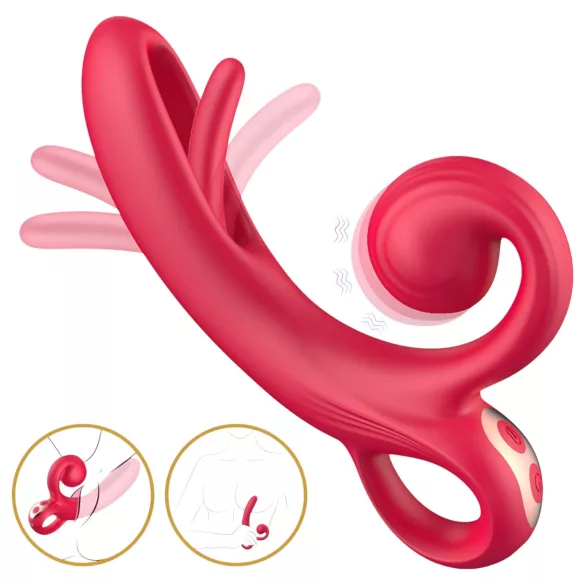 Erospace Sweet Play - vibrátor s páčkou na klitoris (červený)