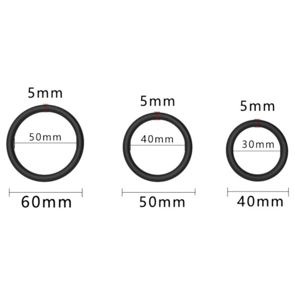 Men's Play - erekčný krúžok sada - čierna (3 ks)
