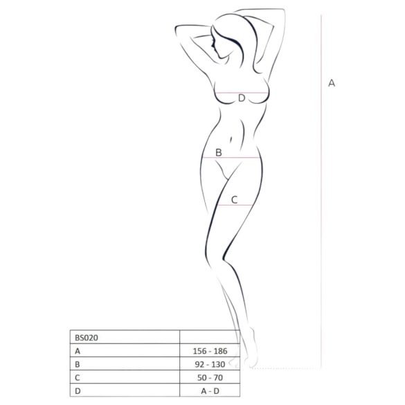 Passion BS020 - erotický otvorený overal - čierny - S-L