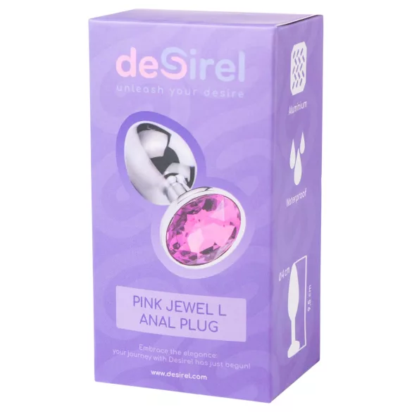 Desirel - análny kolík - ružový klenot L - strieborná/ružová