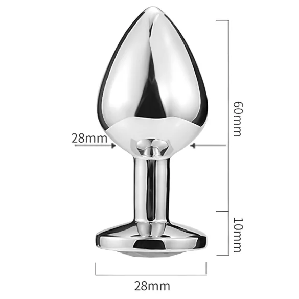 Sunfo - análny plug kovový - srdce s fialovým kameňom - strieborný