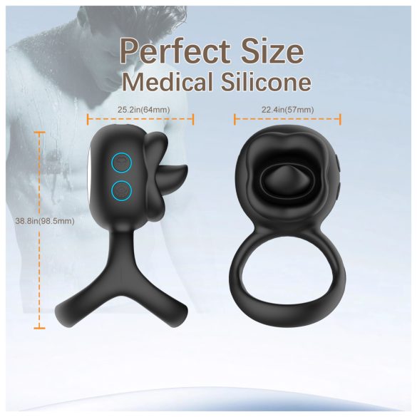 Biu-Biu - vibračný krúžok na penis a klitoris - čierny