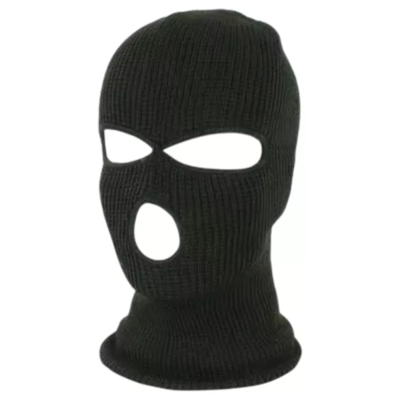 Balaclava - erotická kukla s 3 otvormi - čierna - pletená