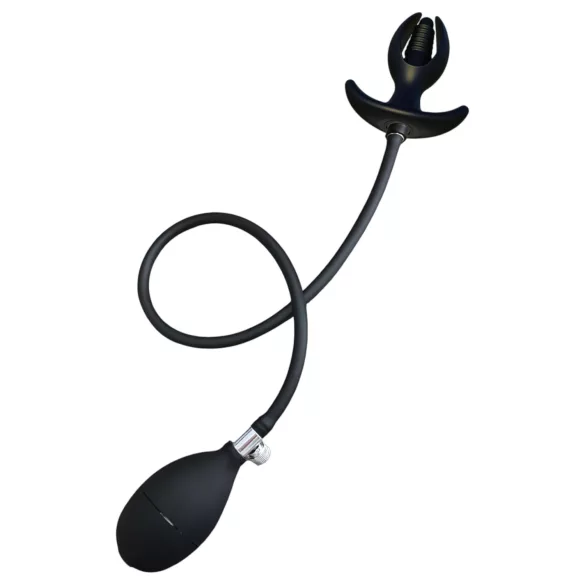 Kangvo - magnetický nafukovací análplug s vrúbkami (čierny)