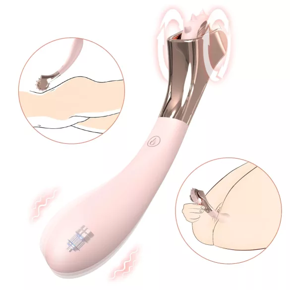 Sex HD - vibrátor a stimulačné koliesko - nabíjateľný, vodotesný, ružový