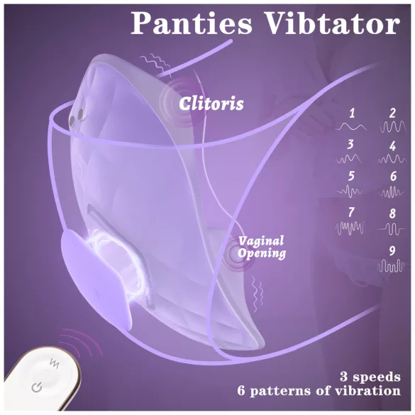 Sex HD - nositeľný vibračný vibrátor do nohavičiek s diaľkovým ovládaním (fialový)