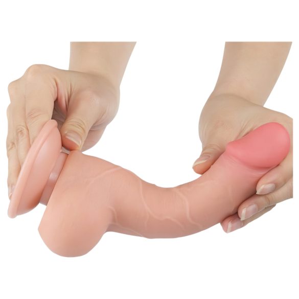 Lovetoy - realistický dvojvrstvový dildo s prísavkou - 19,5 cm - telová farba