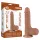 Lovetoy - realistický dvojvrstvový dildo s semenníkmi - 19,5 cm - tmavý odtieň