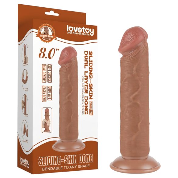 Lovetoy - realistické dildo s prísavkou - dvojvrstvové - 20 cm - telová farba