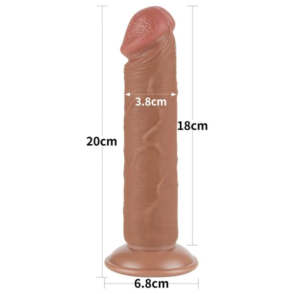 Lovetoy - realistické dildo s prísavkou - dvojvrstvové - 20 cm - telová farba