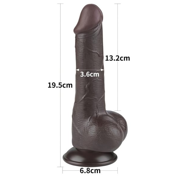 Lovetoy - realistický dvojvrstvový dildo s semenníkmi - 19,5 cm - hnedý