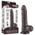 Lovetoy Sliding-Skin - dvojitý dildo s semenníkmi - 20cm (hnedá)