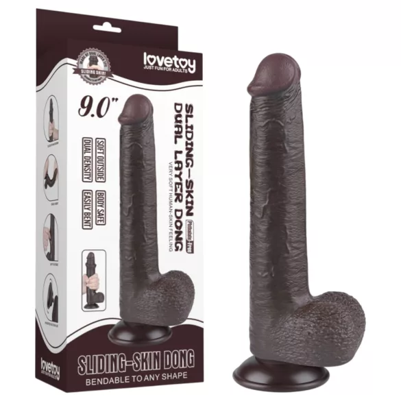 Lovetoy - realistický dvojvrstvový dildo s prísavkou - 20,8 cm - hnedý