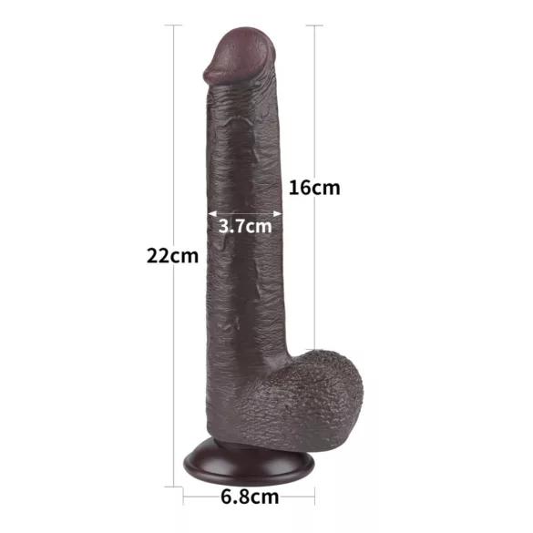 Lovetoy - realistický dvojvrstvový dildo s prísavkou - 20,8 cm - hnedý