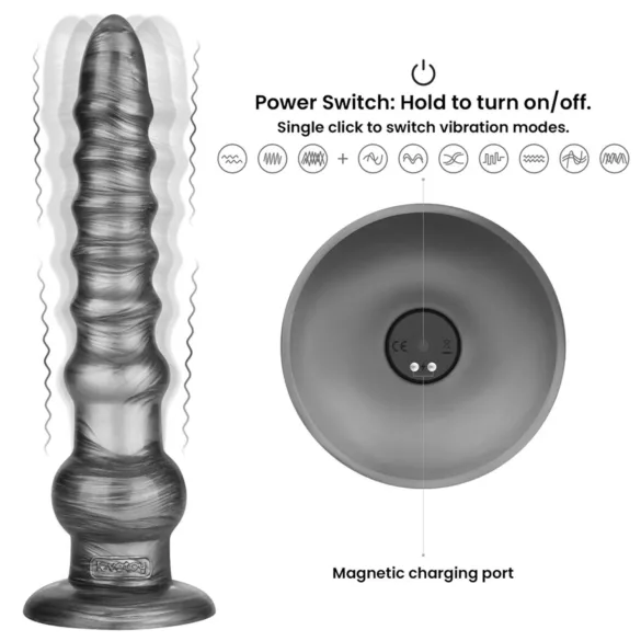 Lovetoy King Sized - extra veľký vibrátor - 32 cm - sivý