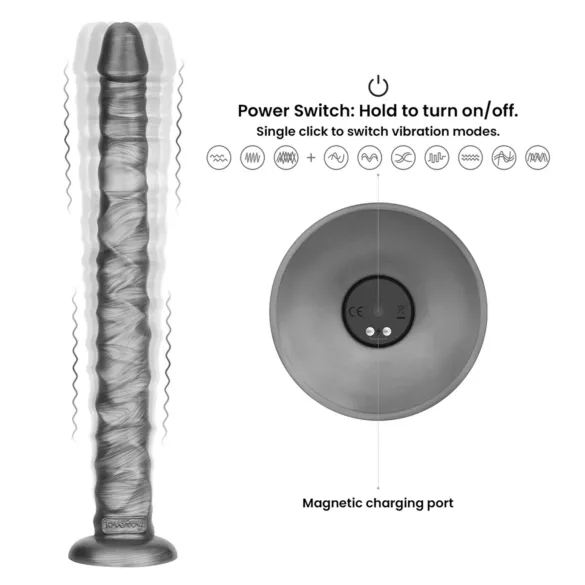 Lovetoy King Sized - veľký vibrátor - 40,5 cm - sivý