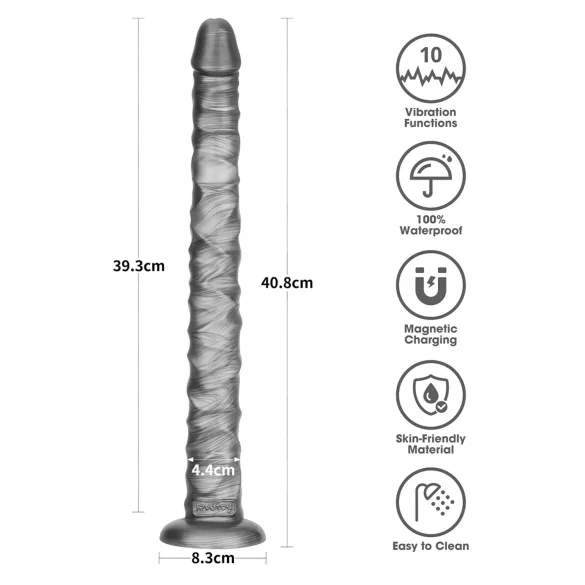 Lovetoy King Sized - veľký vibrátor - 40,5 cm - sivý