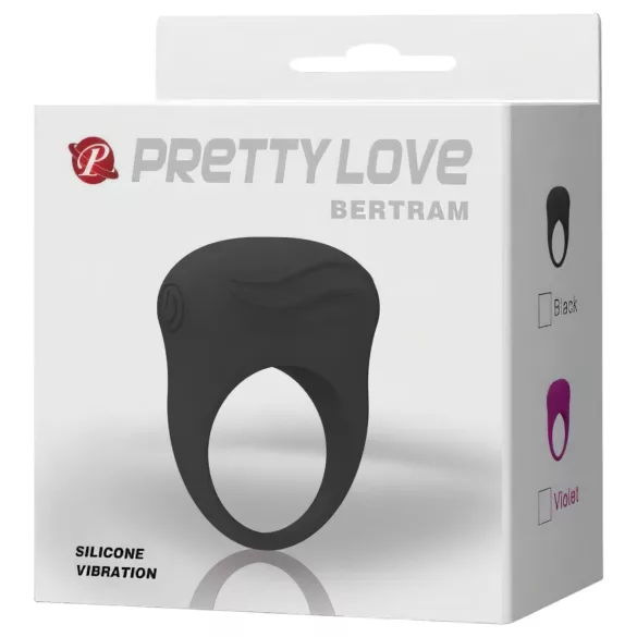 Pretty Love Bertram - vibračný erekčný krúžok - vodotesný silikón čierny