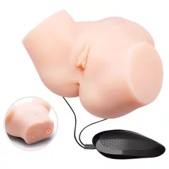   Crazy Bull - realistický vibračný masturbátor zadoček - telová farba