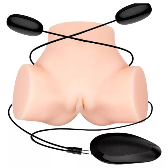 Crazy Bull - realistický vibračný masturbátor zadoček - telová farba