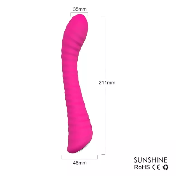 Sex HD Sunshine - vibrátor na bod G - akumulátorový, ryhovaný, ružový