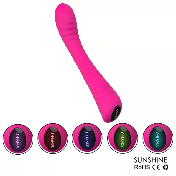 Sex HD Sunshine - vibrátor na bod G - akumulátorový, ryhovaný, ružový