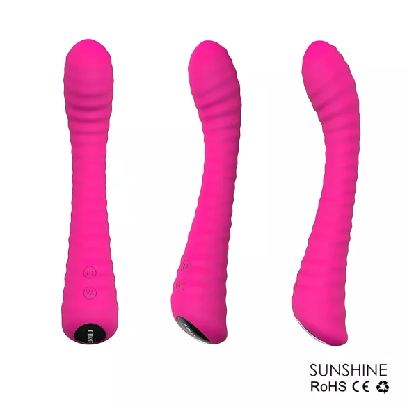 Sex HD Sunshine - vibrátor na bod G - akumulátorový, ryhovaný, ružový