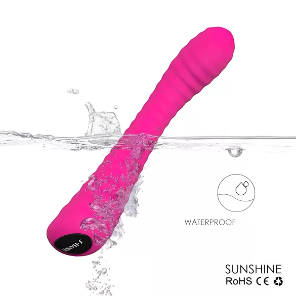 Sex HD Sunshine - vibrátor na bod G - akumulátorový, ryhovaný, ružový
