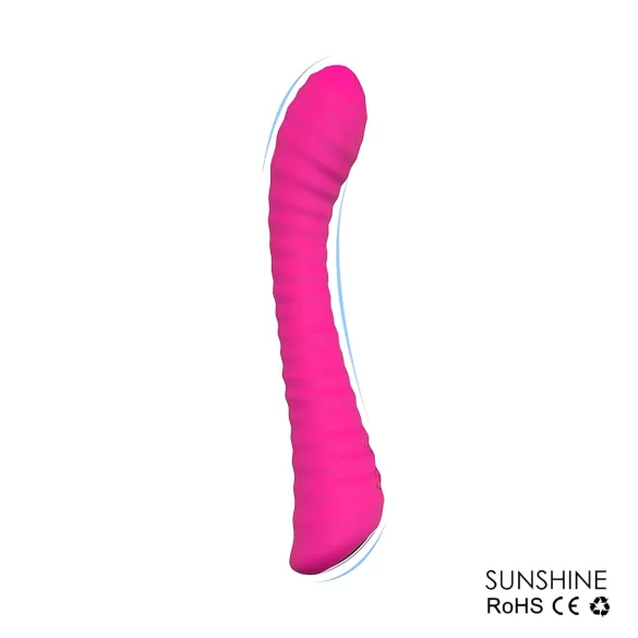 Sex HD Sunshine - vibrátor na bod G - akumulátorový, ryhovaný, ružový
