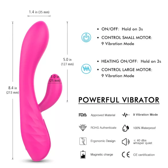 Sex HD Muses - vibrátor nabíjateľný vodotesný s ohrevom - ružový