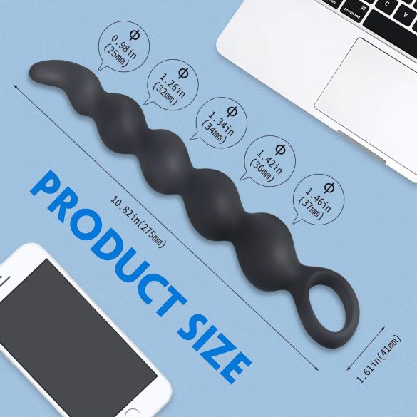 Sex HD Steven - análne dildo s korálkami - čierne