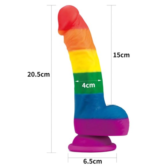 Lovetoy Prider - realistický silikónový dildo - 19cm (dúhový)