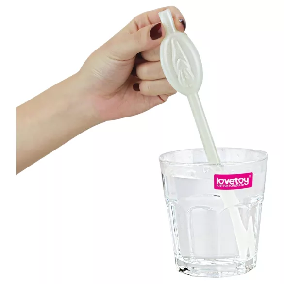Lovetoy - slamka s vagínou - svietiaca - biela