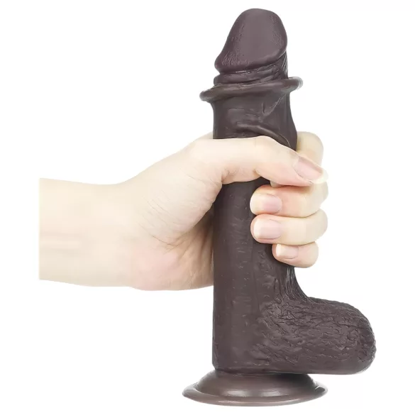 Lovetoy Sliding-Skin - dvojvrstvové dildo - 18 cm (hnedé)