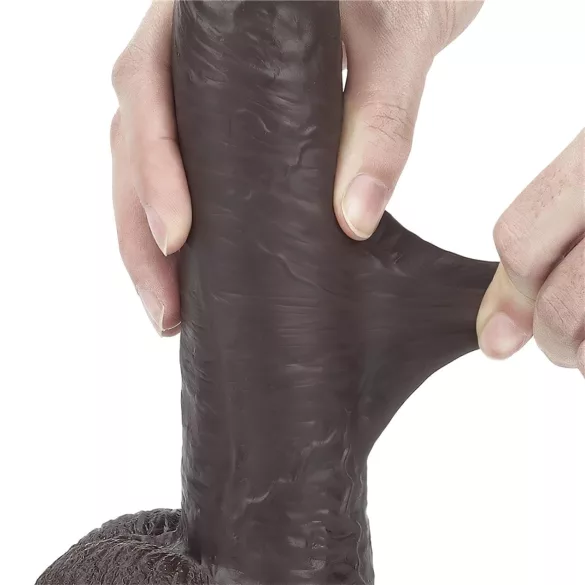 Lovetoy - realistický dvojvrstvový dildo - 23 cm - hnedá